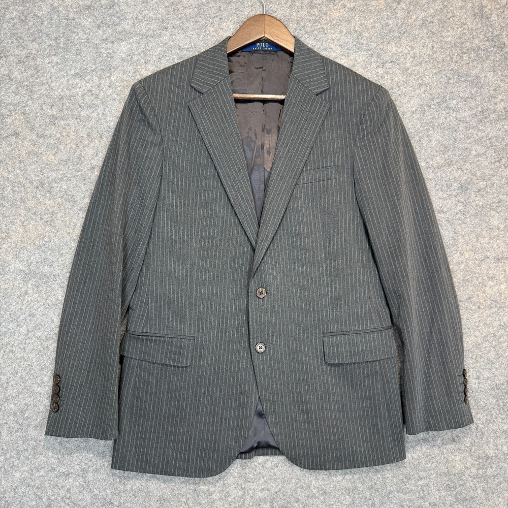 Polo Ralph Lauren Pinstripe Suit Jacket Blazer Mens 38 R Modern Fit 2 Button